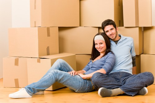 Local office relocation planning with desks and equipment packed safely