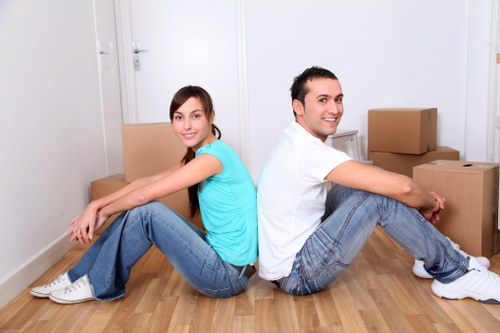 Packed boxes and household items ready for transport